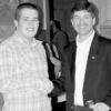 l U.S. Rep. Jeb Hensarling (R-Dallas) is welcomed to Rusk by high school student, Lucas Turner. Rep. Hensarling visited with local residents Thursday morning in the county courtroom.