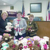 Judge Janice Crosby Stone recently received teddy bears collected by the Kiwanis club of Jacksonville. Judge Stone has been giving bears to children that are adopted in her Court on National Adoption Day and throughout the year since she took office in 2015. Pictured are Judge Stone, Judy Batton and Nancy Washburn with the collection of bears.