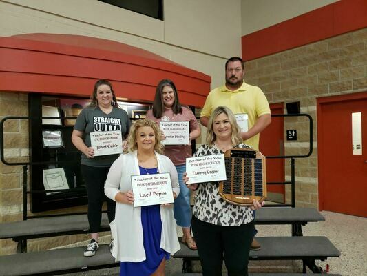 Rusk Teachers of the Year

Rusk ISD campuses nominated their choice for the district’s Teacher of the year award, and from there, a district Teacher of the Year was named. Shown, from left are, top row: Jenni Cudd, G.W. Bradford Pri-mary; Jennifer Stanley, Rusk Elementary; and Doug Bayles, Rusk Junior High. Front row, Laeil Pepin, Rusk Intermediate; and Tammy Greene, Rusk High School. Greene also was recognized as the district Teacher of the year during the May 24 ceremony at the Rusk High School. 

Photo by Jo Anne Embleton