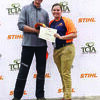 Lana Welford, a senior urban forestry major at Stephen F. Austin State University’s Arthur Temple College of Forestry and Agriculture, won the Women’s Collegiate Work Climb title at the 2017 Tree-Care Industry Association Expo held in Columbus, Ohio. Welford, pictured right, accepts a certificate from Mark Chisholm, a world-renowned urban forester and competitive tree climber.
