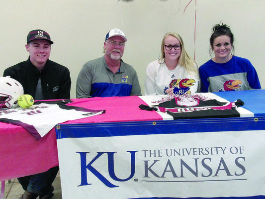 Photo by  Cristin Parker
Family and friends gathered on Sunday, Dec. 16 to offer congratulations and well wishes to Rusk Lady Eagle Tatum Goff as she signed her acceptance to to University of Kansas, where she will play softball for the KU Jayhawks.