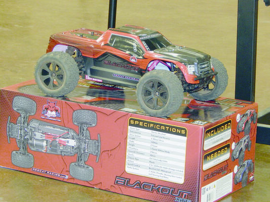 Photo by Josie Fox
Pictured is an example of a remote control vehicle that will be available for rental at the proposed R/C race track in  Rusk. The Redcat Racing Blackout model is a one tenth scale, off road model with stock motors and six cell batteries. This model will run at an approximate speed of 20 mph out of the box and will be featured in a separate class at the track.