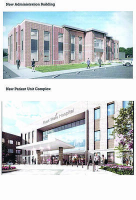 Artwork courtesy of Texas Health &amp; Human Services
Top: An architect’s rendering of the new Rusk State Hospital administration building. Bottom: An architect’s rendering of the new patients’ unit of the Rusk State Hospital.