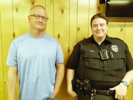 Michael Goff, left, and Shawn Solly were welcomed as the newest members of the APD during the recent Alto City Council meeting.