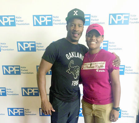 Courtesy Photo
Shanelle Gaddis, 23, poses with Hollywood star, director and mentor Nate Parker, during the 2018 Summer Film Institute, sponsored by the Nate Parker Foundation in New York.