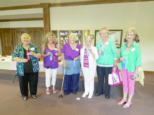 Cherokee County TEEA members recently competed in the District 5 TEEA Cultural Arts Fair.  Their winning items will be entered in  the cultural arts fair at the State TEEA Conference Cultural Arts contests in September.  Pictured from left to right are Zoe Ann Conway, Marylyn Bennett, Carolyn Easter, Virginia Barefield, Virginia Bush, and Susie Blackmon