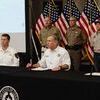 Gov. Greg Abbott holds a briefing on Tropical Storm Cristobal and provides updates on hurricane preparedness on Friday, June 5.