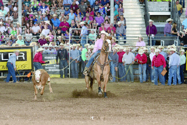 Photo courtesy of IFYR 
Haley Horn of Wells earned a time of 3.5 during breakaway roping competition during the IFYR in Shawnee, Ok. She is also competing in barrel racing.