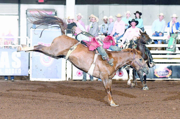 Courtesy photos
Kolt Dement rides for the win during the Texas High School Rodeo Association’s State Finals, held recently in Abilene.