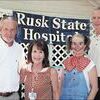 Enjoying the festivities at the annual Rusk State Hospital employee service awards were, from left, Citizens 1st Bank assistant vice-president Pat Richey, Rusk State Hospital superintendent Brenda Slaton, RSH director of community relations D.D. Clark and Citizens 1st Bank executive vice-president Charles Hassell.