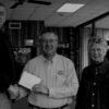 Bob Francis, second from left, presents a check for $1,000 to Don Jones, treasurer of the Rusk High School Alumni Association. The money will go toward a scholarship to a graduating Rusk High School senior. Others pictured are Mary Madden, secretary; and Donald Woodard, president.